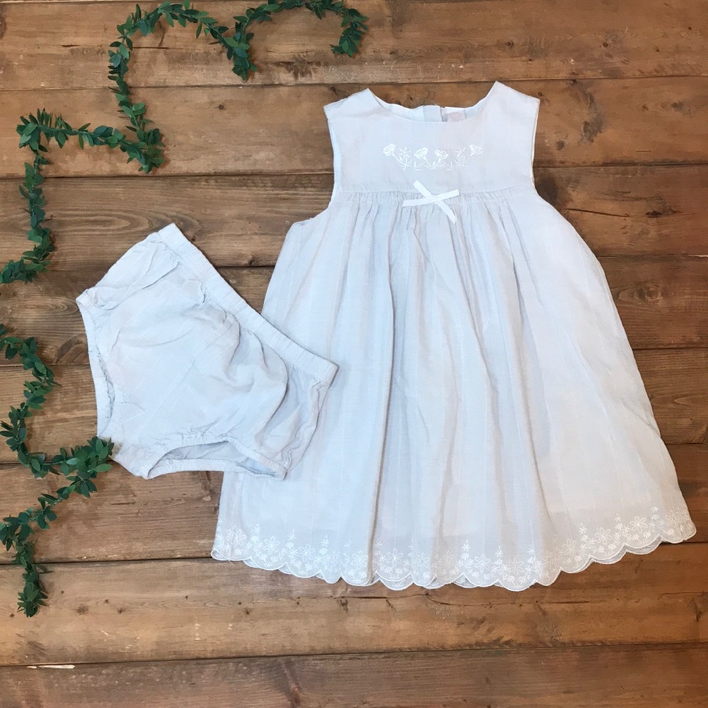 Baby Girl Soft Linen Dress Solid Gray